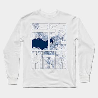 Izmir, Turkey City Map Typography - Coastal Long Sleeve T-Shirt